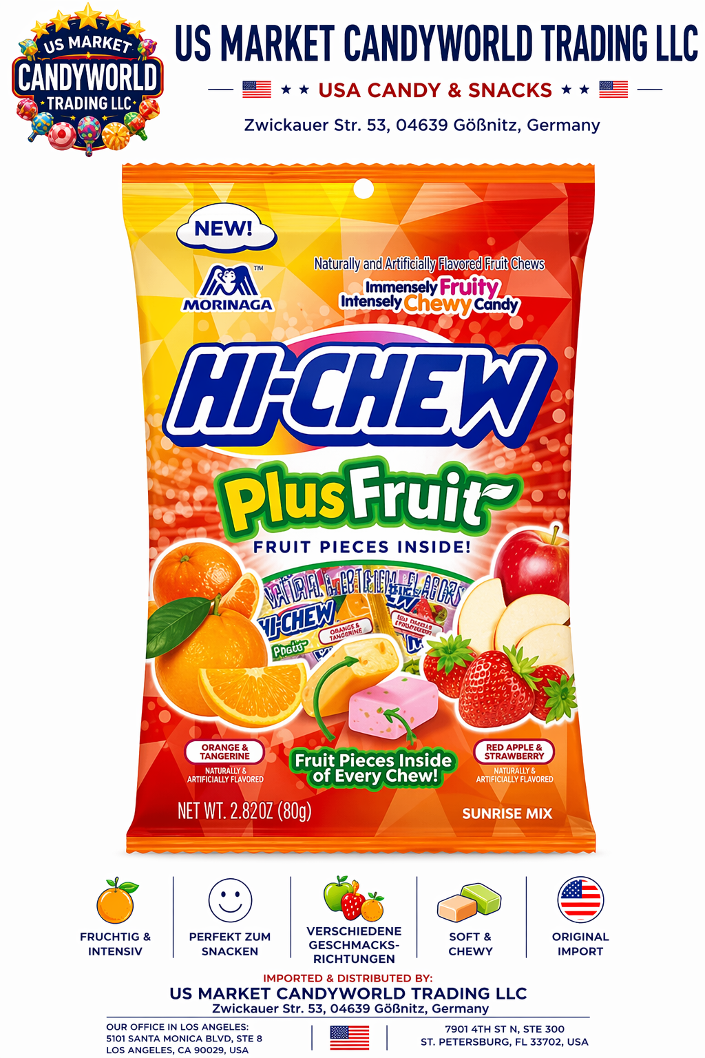 Hi-Chew Plus Fruit – Sunrise Mix - 2,82OZ (80g) - (US-Import) – Florida Candy