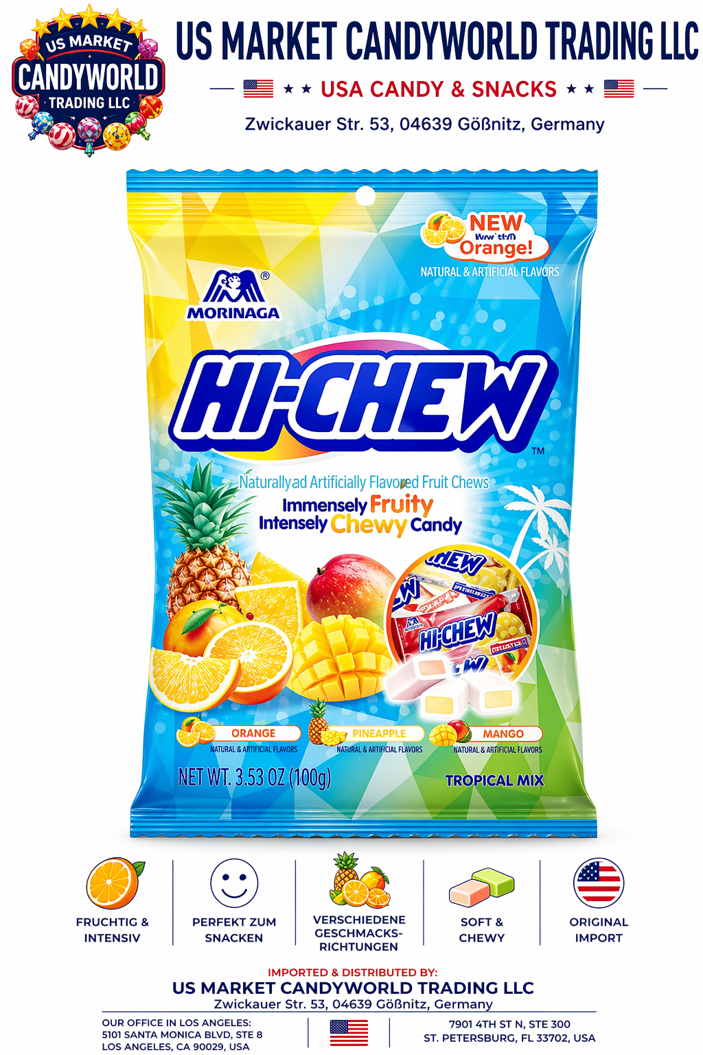 Hi-Chew Tropical Mix – Chewy Candy - 3,53OZ (100g) - (US-Import) – Florida Candy