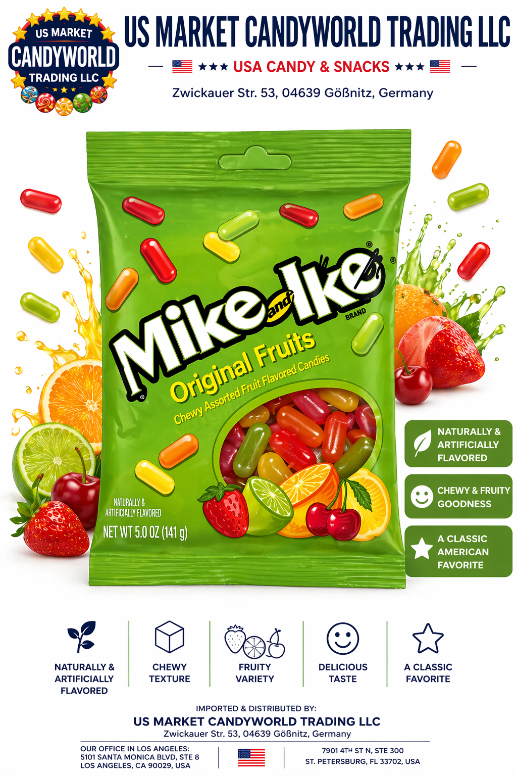 Mike & Ike Original Fruits Peg Bags 5 oz (141g) - (USA-Import) – Florida Candy