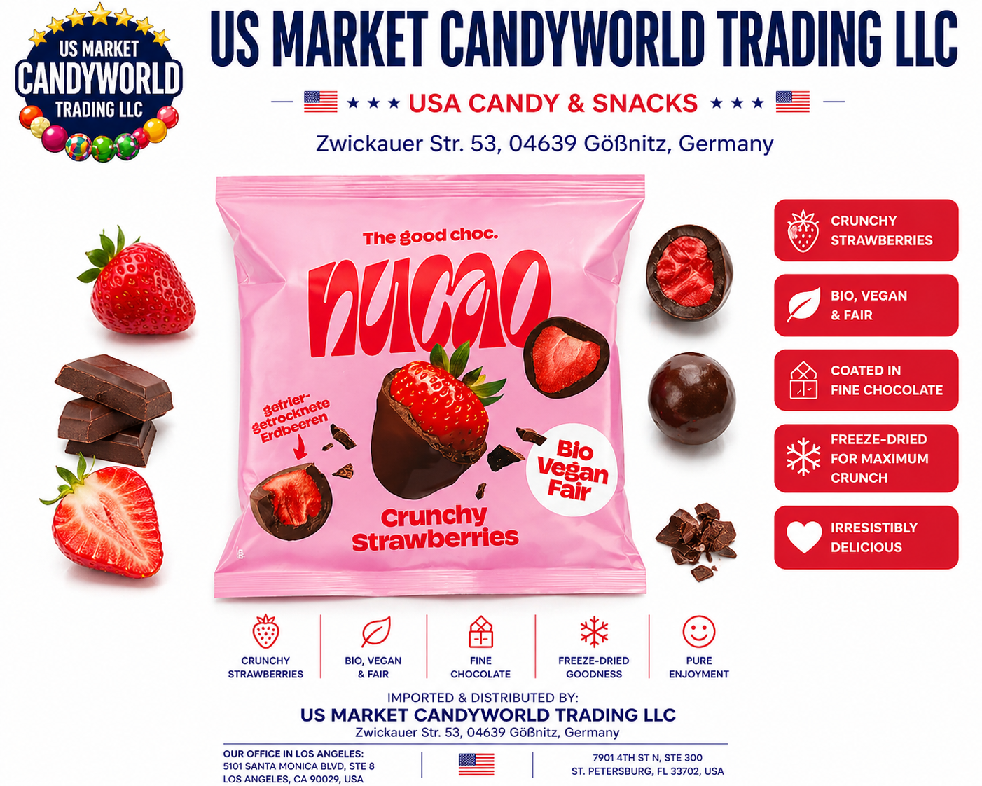 nucao Schokofrüchte - Crunchy Strawberries 1,76oz 50g – Florida Candy