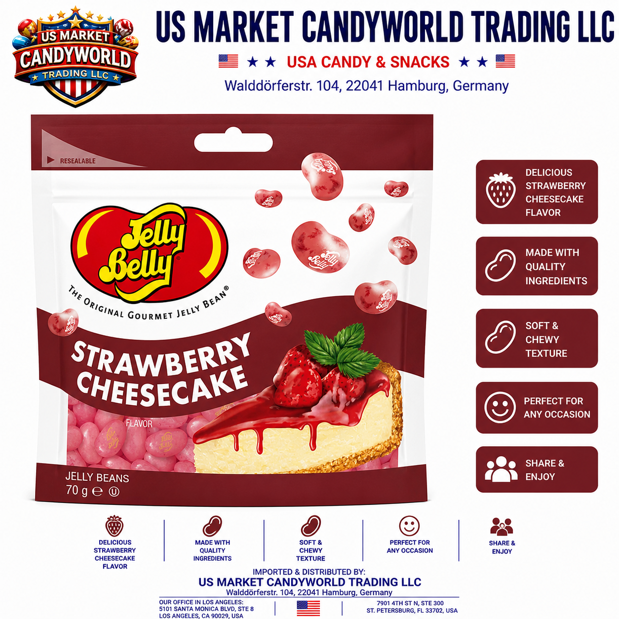 Jelly Belly Strawberry Cheesecake – Jelly Beans 2,47oz - 70g – Florida Candy