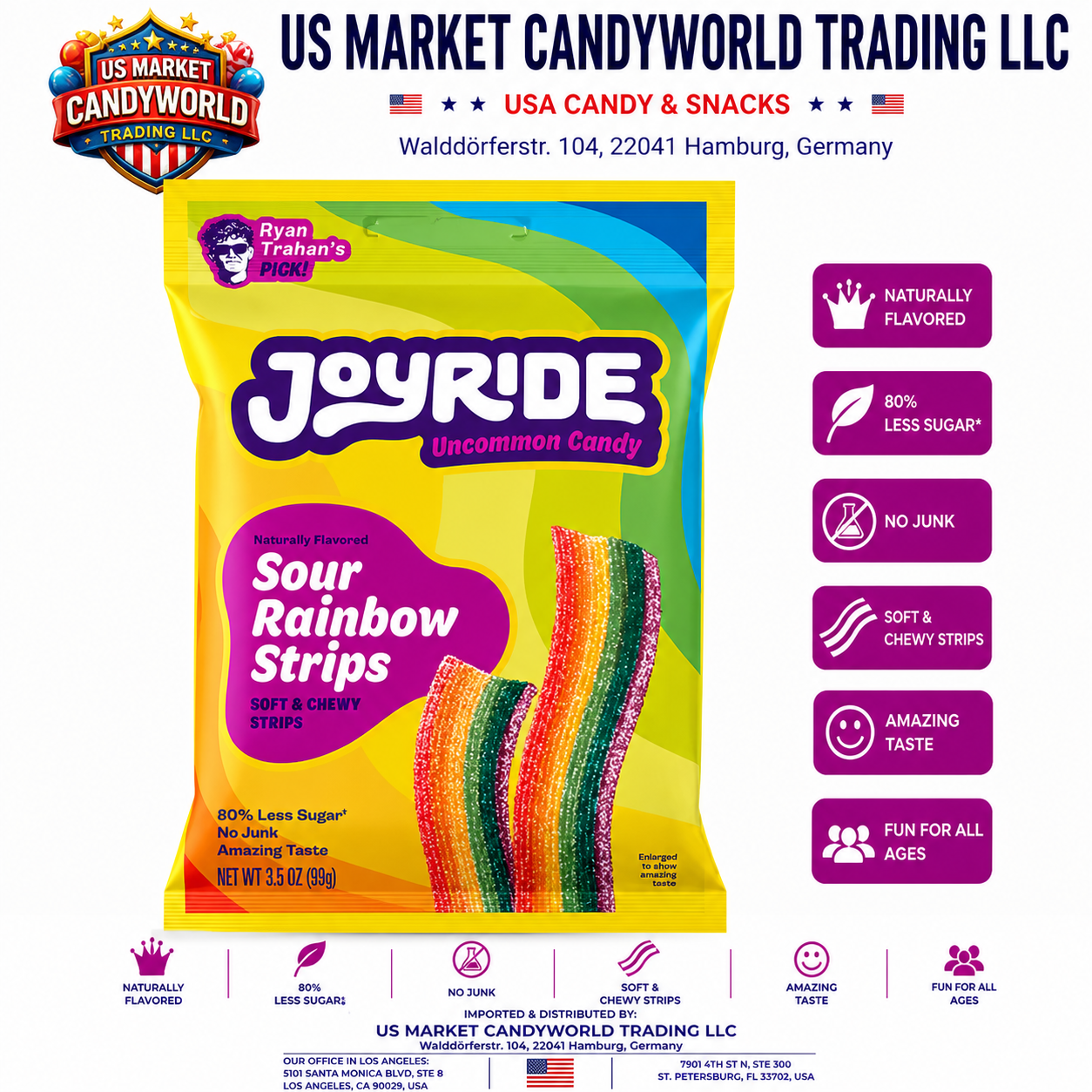 Joyride Sour Rainbow Strips 3,49oz- 99g – Florida Candy