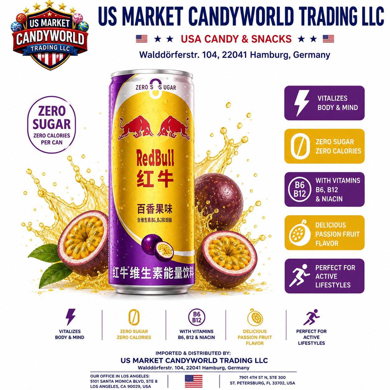 Red Bull Passionfruit (Asia Edition) Energy Drink mit exotischem Maracuja-Geschmack 11,46oz - 325 ml – Florida Candy
