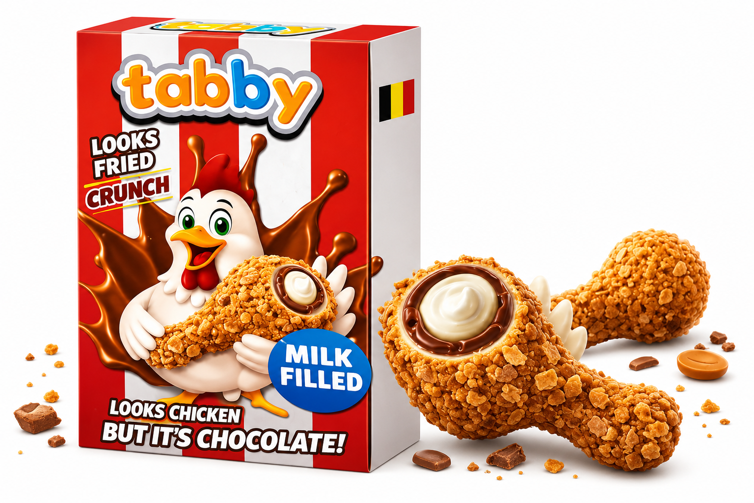 Tabby Milk Filled – Knusprige Schokoladen-Snacks in Hähnchenkeulen-Optik 90 g – Florida Candy