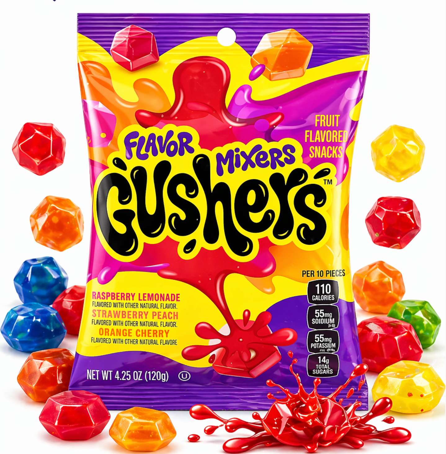 Gushers Flavor Mixers – Fruchtgummi mit flüssiger Füllung (Flavor Mix) 4,25oz -120 g (USA - Import) – Florida Candy